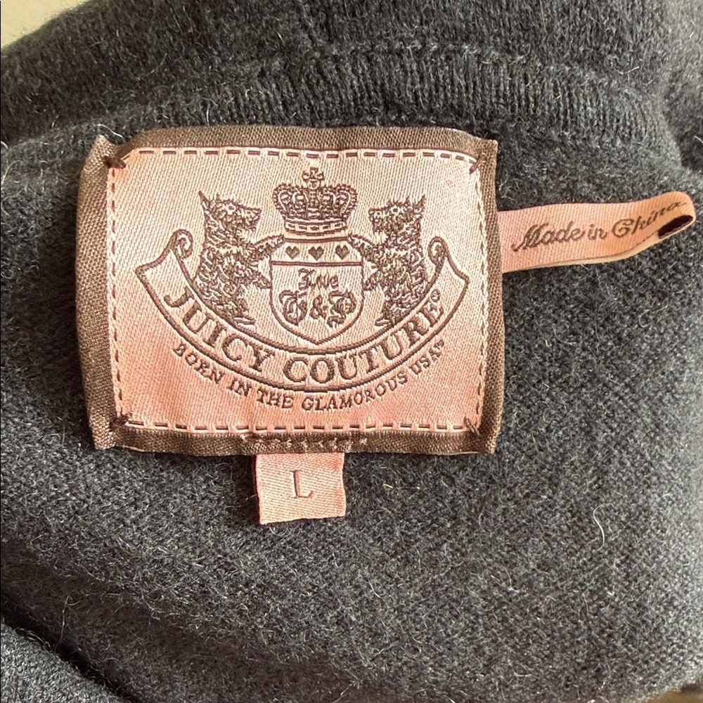 Juicy Couture Charcoal black zip up
Hoodie cashmere rhinestone pulls jacket - Picture 2 of 7